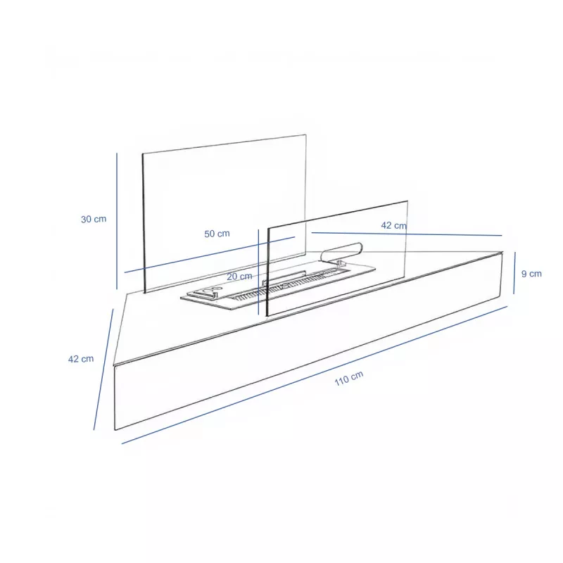 Caminetto angolare Anglo, 110 x 30 x 9,5 cm Colore Acciaio inox spazzolato