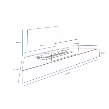 Anglo corner fireplace, 110 x 30 x 9.5 cm Colour Brushed stainless steel