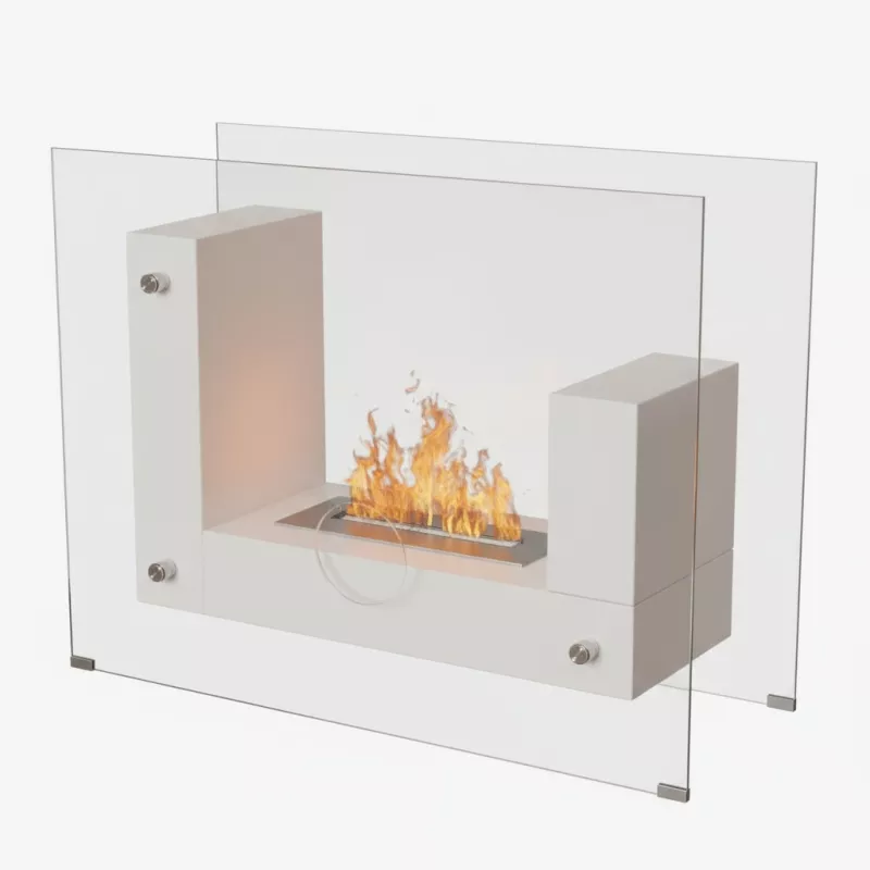 Médina floor-standing organic fireplace Colour White