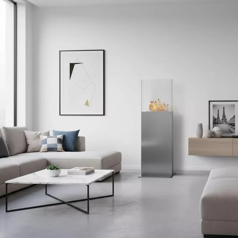 Ethanol Torenhaard, 45 x 45 x 135cm Kleur Geborsteld roestvrij staal