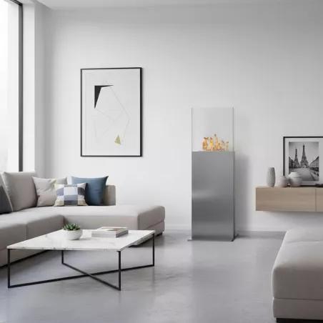 Cheminée a ethanol Tower, 45 x 45 x 135cm Couleur Inox brossé