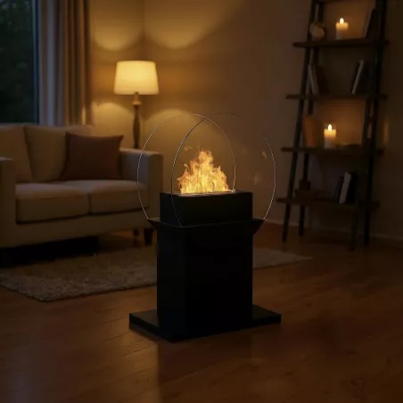 Fluvia freestanding fireplace, 78x60x24cm - 3 kW burner Colour Black