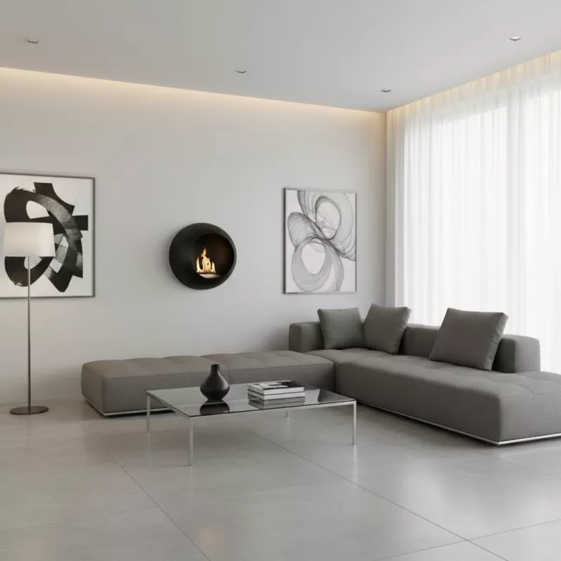 Corenza wall-mounted ethanol fireplace - Round design 3000 W
