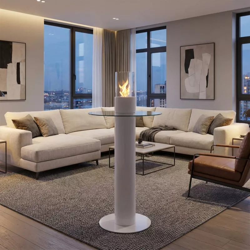 Bistro free-standing ethanol table Colour White