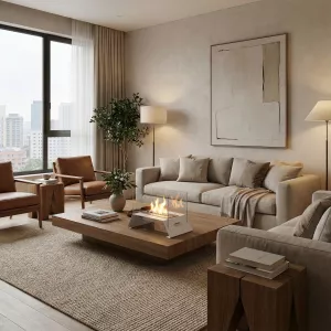 Small free-standing ethanol fireplace Diagonal