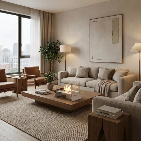 Petite cheminée éthanol à poser Diagonal Couleur Blanc