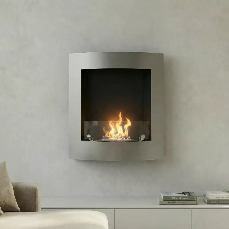 Ethanol-Wandkamin Paris 60x50x22cm Farbe Gebürsteter Edelstahl