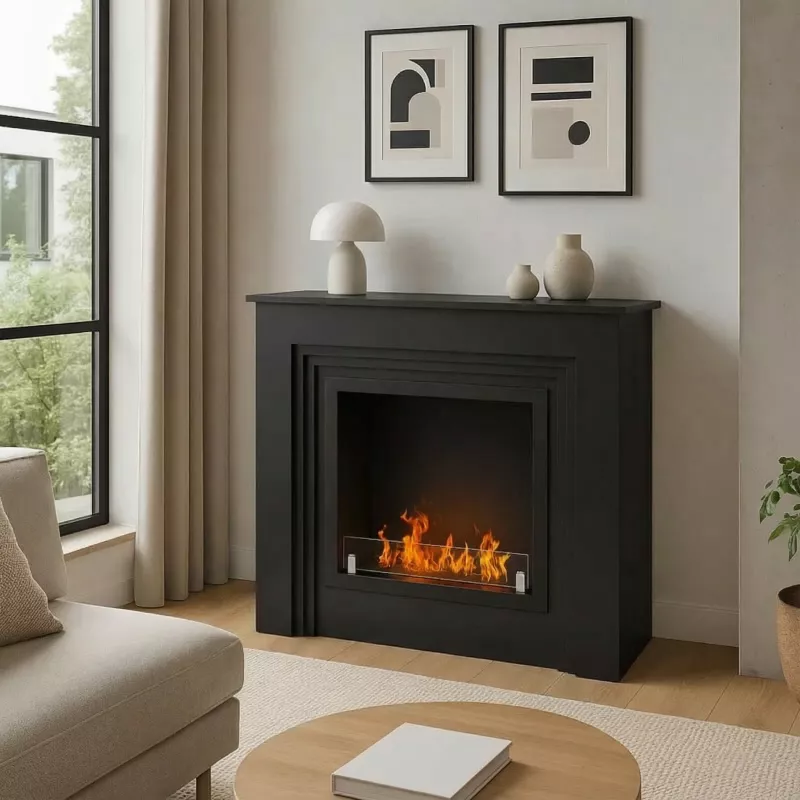 Caminetto organico a libera installazione Genova Colore Nero