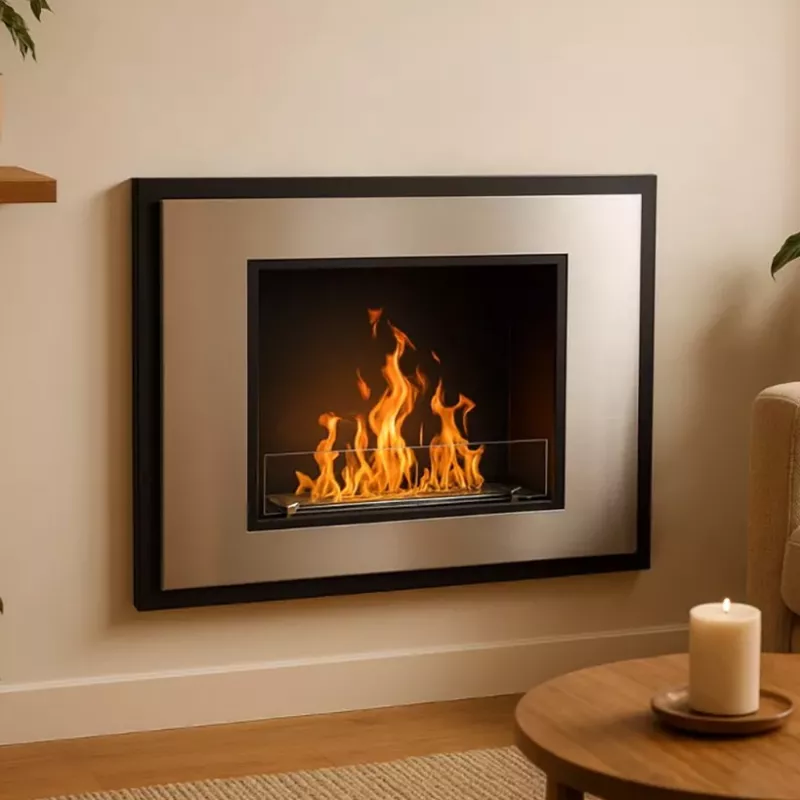 InSignal bio-ethanol haard, 80 x 18 x 59 cm Kleur Geborsteld roestvrij staal Optie Brandwerend glas