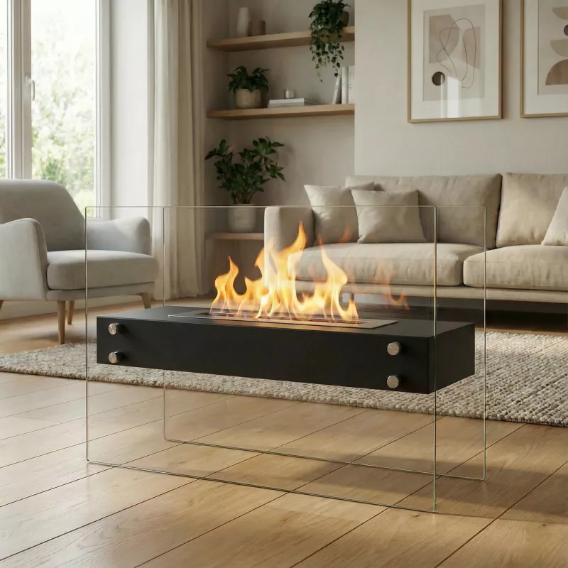 Foyer éthanol à poser Zaphir 6.5 kW Couleur Noir Brûleur 3L/6.5kW