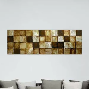 Tableau contemporain damier, coloris naturel