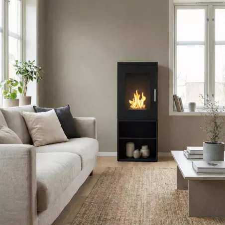 Imitation poele à bois Casoria Couleur Noir