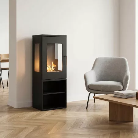 Imitation poele à bois Casoria Couleur Noir
