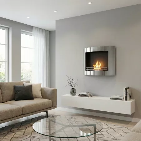 Bio cheminée murale Sotchi 2 kW Couleur Inox brossé
