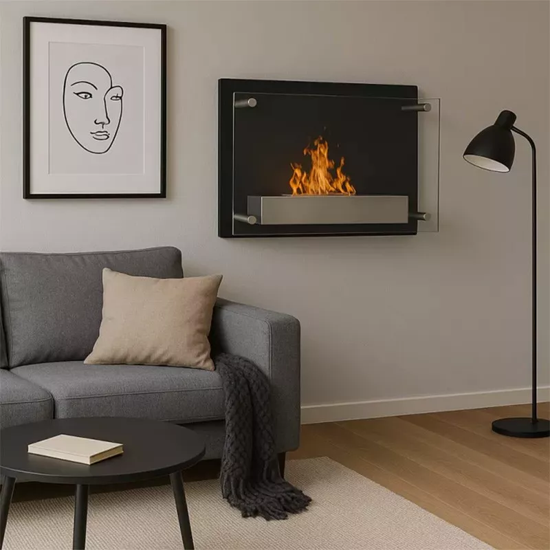 Cheminée éthanol murale Como Couleur Noir