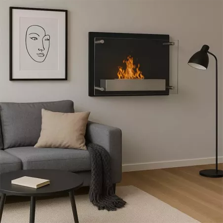 Cheminée éthanol murale Como Couleur Noir