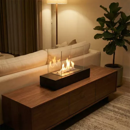 Mini camino biologico Cecina Colore Nero Bruciatore 2.2L/4kW