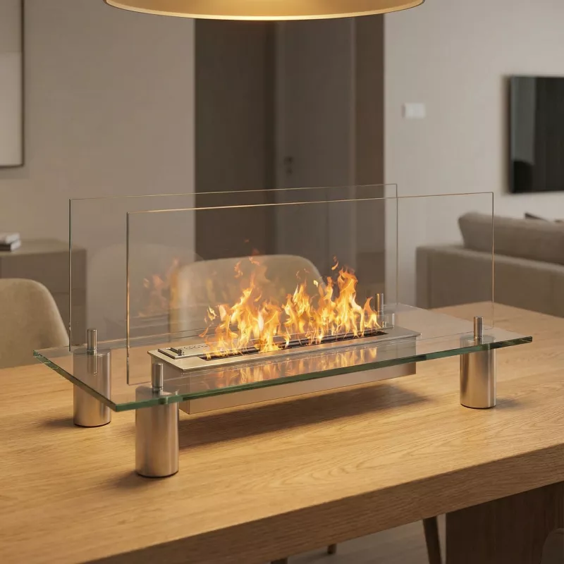 Glas ethanol haard Glas Kleur Geborsteld roestvrij staal