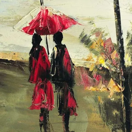 Tableau scène de promenade Paris, 120 x 80 cm