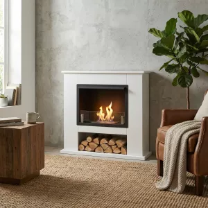 Cheminée éthanol Aleria blanche – 4200W – Design moderne