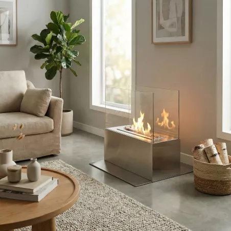 Caminetto a pavimento Arkus, 3 kW Colore Acciaio inox spazzolato