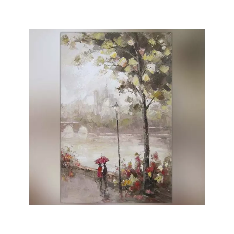 Tableau scène de promenade Paris, 120 x 80 cm