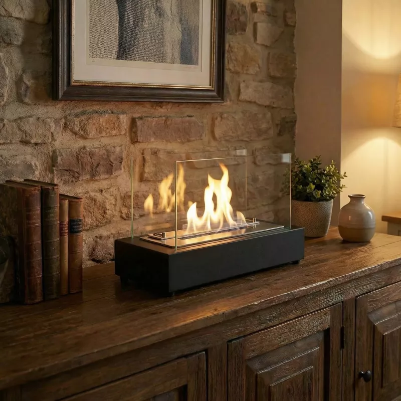 Mini ethanol haard Kobe, 40 x 20 x 25 cm Kleur Zwart