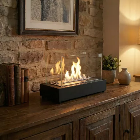 Mini ethanol haard Kobe, 40 x 20 x 25 cm Kleur Zwart