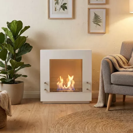 Quasar square freestanding fireplace 65x65x25 cm
