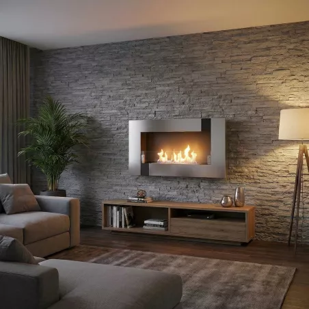 Cheminée éthanol murale Brighton Couleur Inox brossé