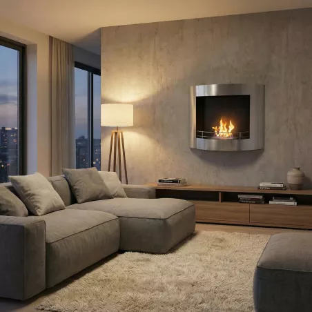 Harminox ethanol wall heater, organic heating and design Colour Brushed stainless steel Option Protective grille