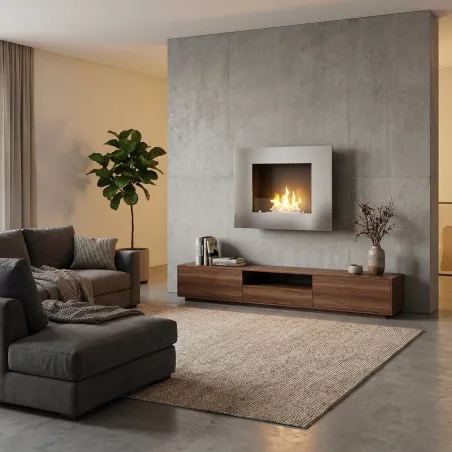 Cheminée bio ethanol Firenox Vario, 80x59x18cm Couleur Inox brossé