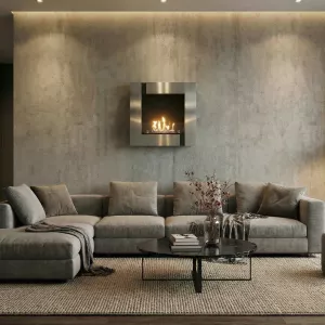 Cheminée décorative carrée Quadrinox, 60x60x20cm