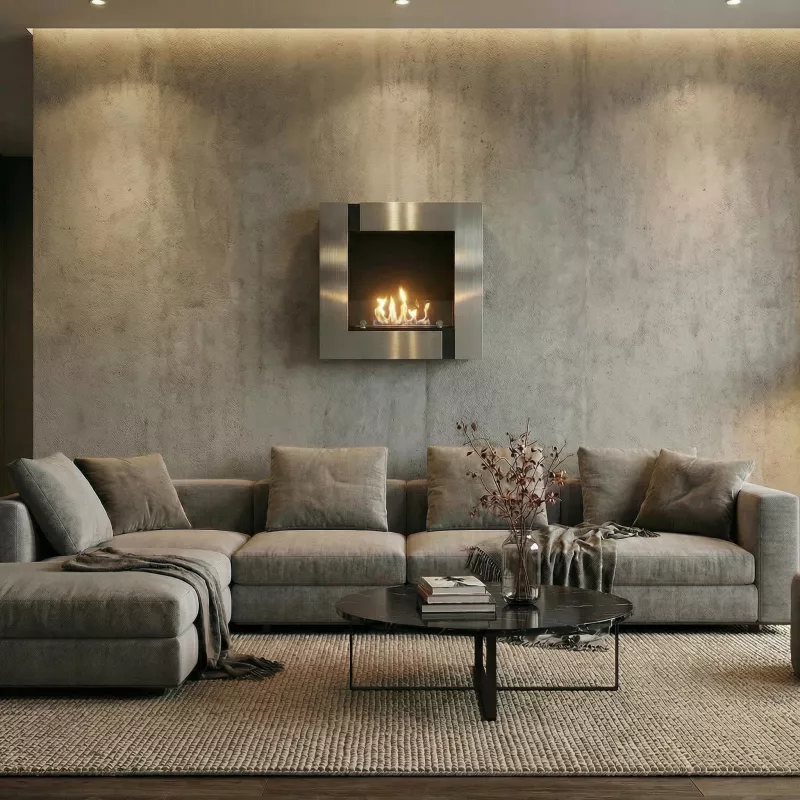 Cheminée décorative carrée Quadrinox, 60x60x20cm Couleur Inox brossé