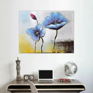 Composition moderne à base de fleurs, tableau carré