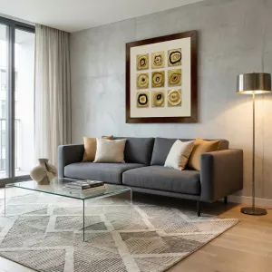 Contemporary maalaus lasi neliöt, 105 x 105 cm