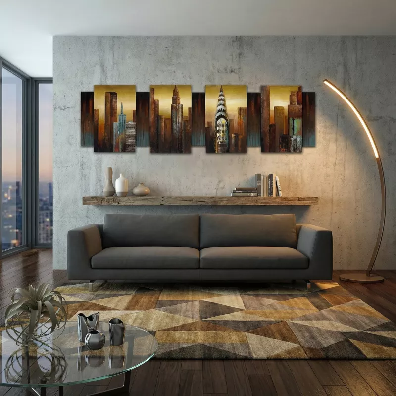 Reliëfschilderij New York, 170x50x7 cm