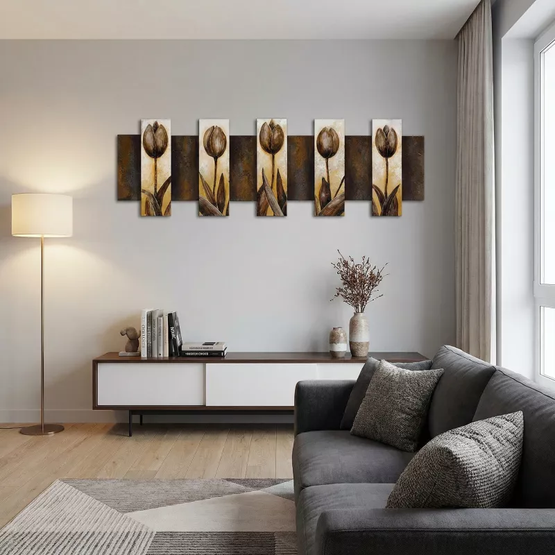 Tableau fleur marron