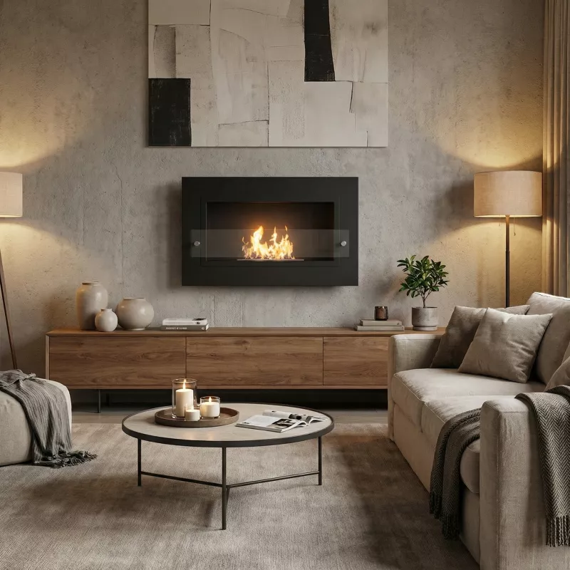 Mini ethanol wandhaard Verona Kleur Zwart