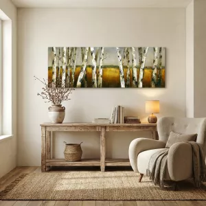 Pittura naturalistica, foresta e campo di grano