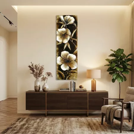 Blomstermålning, japanskt träsnitt 153 x 51 cm