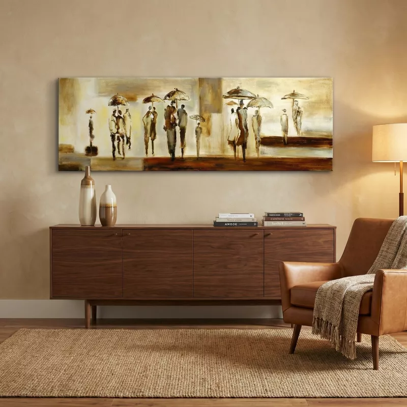 Contemporary rain painting 152 x 51 cm