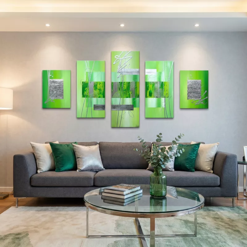 Pintura de 5 painéis, políptico zen