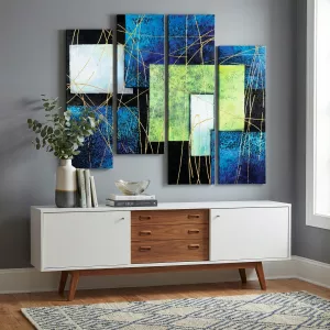 Dark, blue and pale green quadriptych