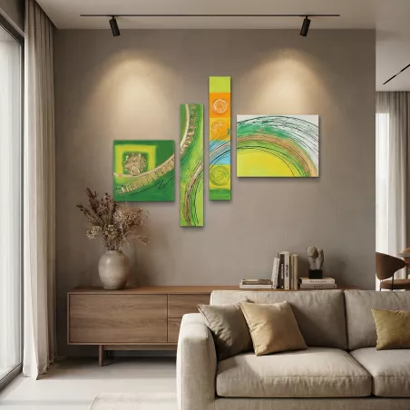 Quadriptych kontrast og farver