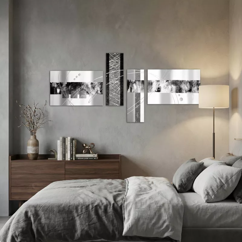 Modern quadriptych in neutral tones