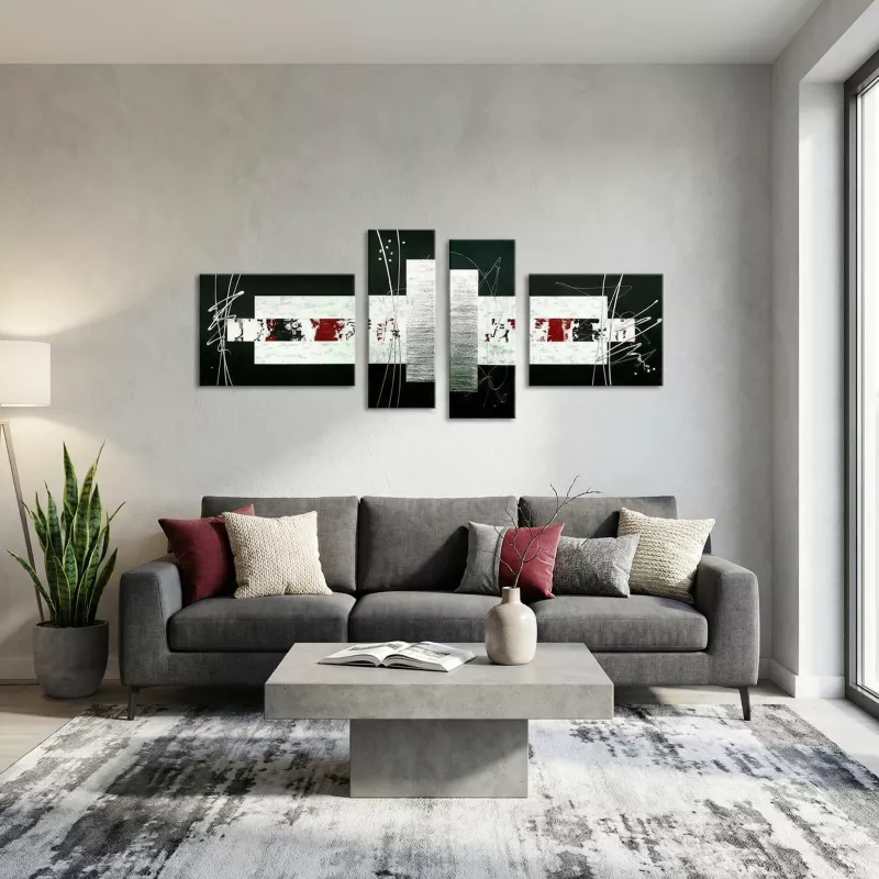 Quadriptych 4 paneler grafisk stil