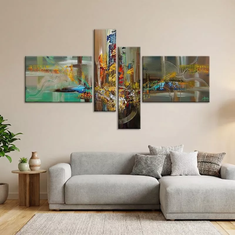 Tableau 4 panneaux avec mouvement en V