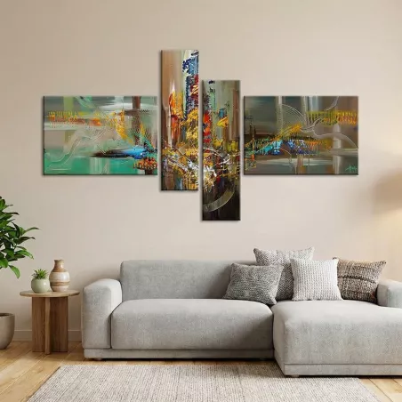 Tableau 4 panneaux avec mouvement en V