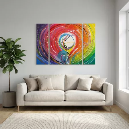 Triptyque couleur intense, tourbillon de couleurs